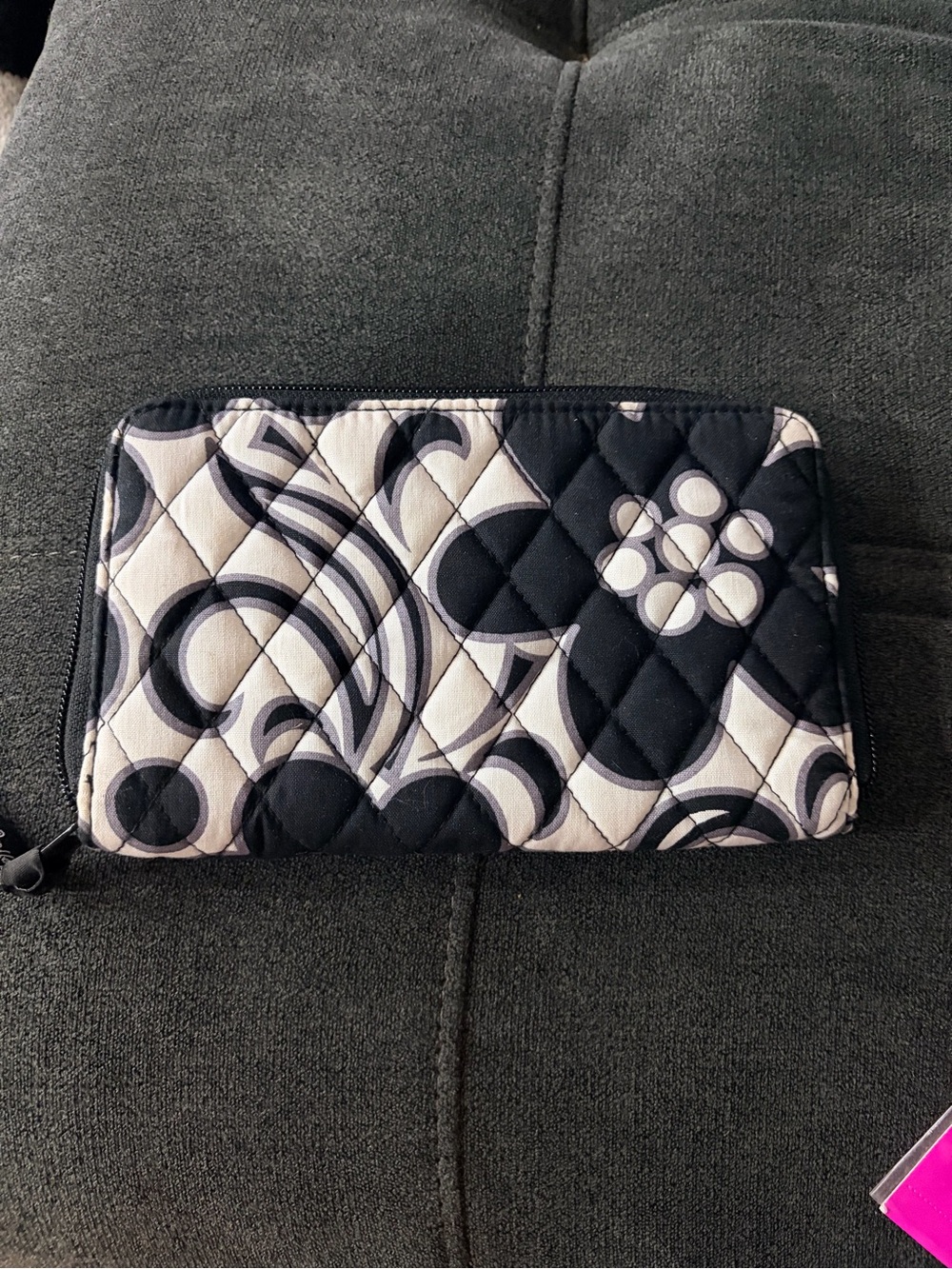 Vera Bradley Black & Cream Quilted Zip Wallet